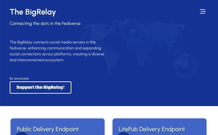 The BigRelay connects Fediverse social media servers.