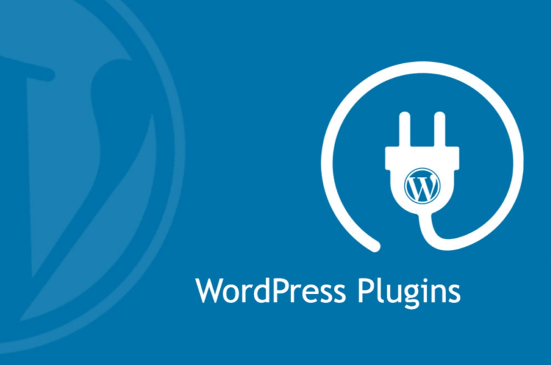 WordPress plugins logo on blue background.
